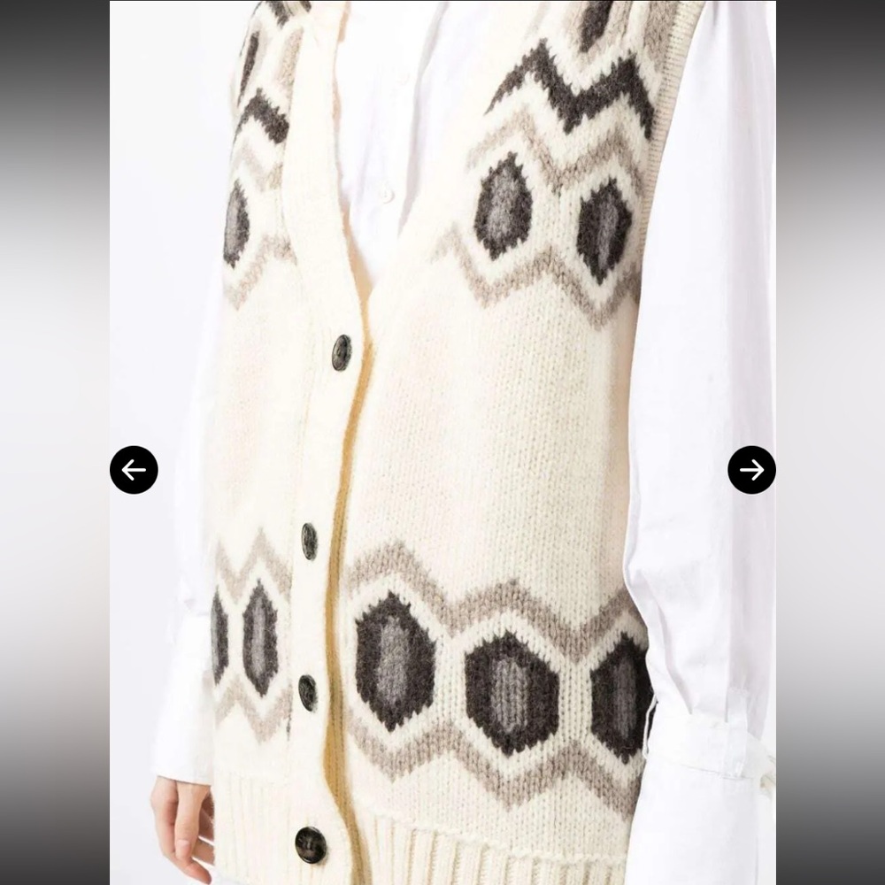 Ganni Patterned Intarsia-Knit Wool Vest - Picture 5 of 6